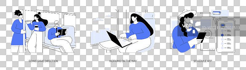 使用公共交通卡通插画图片素材