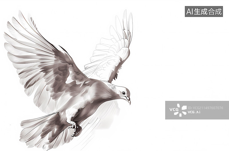 【AI数字艺术】鸽子,飞,和平,手绘,插画图片素材