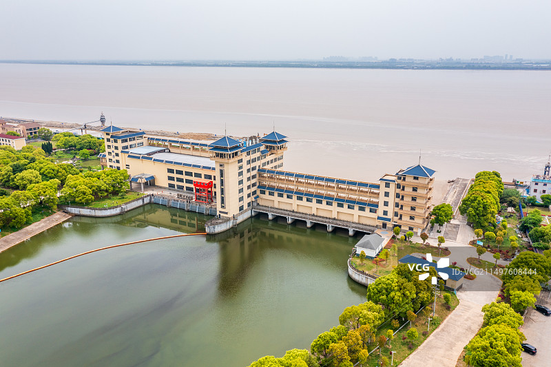 中国浙江嘉兴海宁杭嘉湖南排工程图片素材