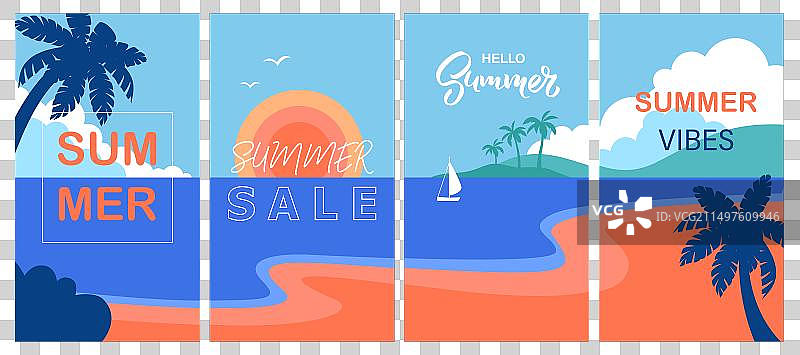 夏季热带海景天堂海岸与棕榈树图片素材