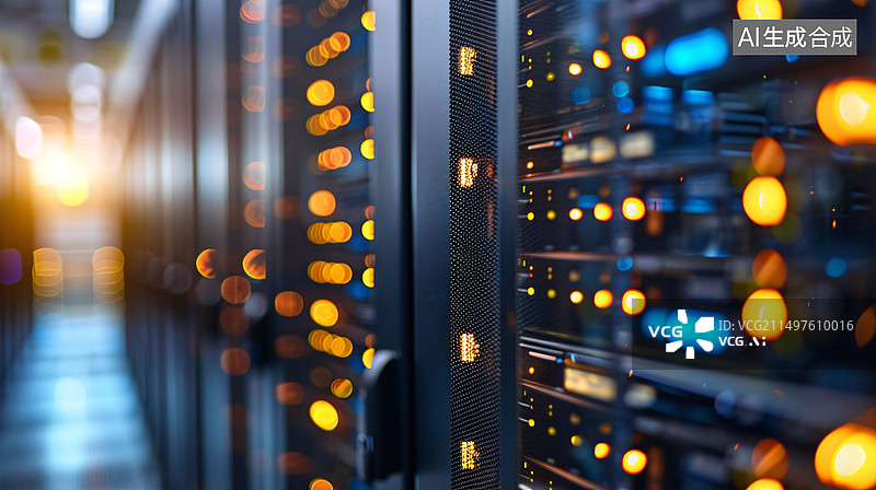 【AI数字艺术】服务器机房数据中心备份托管商业金融背景图片素材