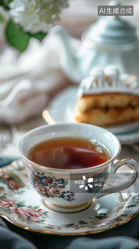 【AI数字艺术】英式下午茶背景壁纸图片素材