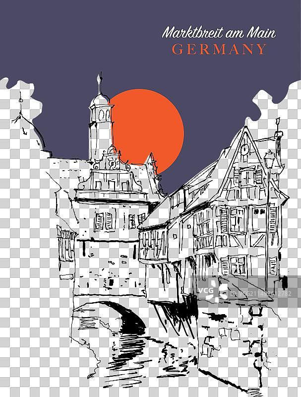 德国巴伐利亚州马克特布赖特素描图片素材