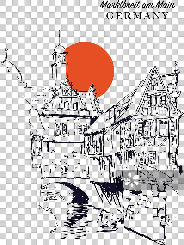 德国巴伐利亚州马克特布赖特素描图片素材