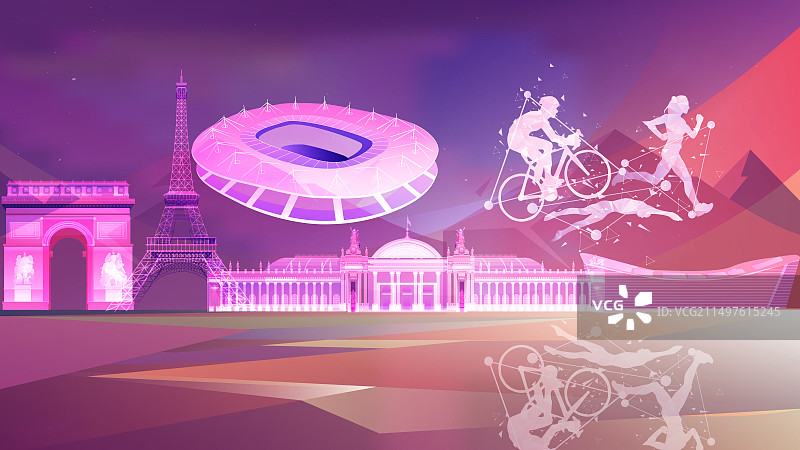 巴黎奥运会城市地标建筑铁人三项巴黎奥运会城市地标建筑铁人三项图片素材