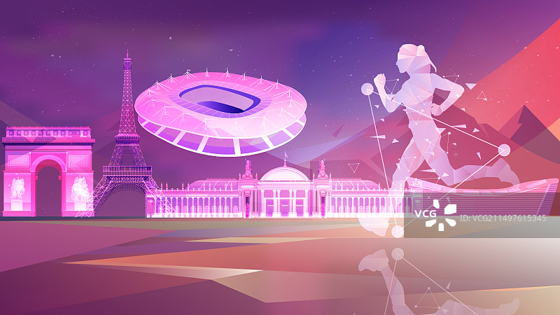 巴黎奥运会城市地标建筑田径项目图片素材