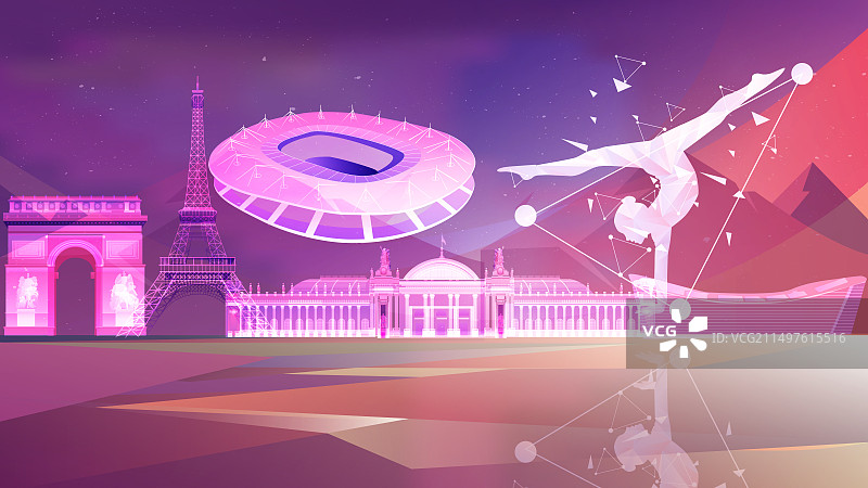 巴黎奥运会城市地标建筑体操项目图片素材