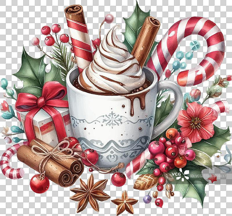 水彩圣诞咖啡素材图片素材