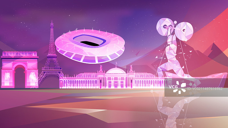 巴黎奥运会城市地标建筑举重项目图片素材