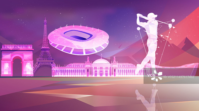巴黎奥运会城市地标建筑高尔夫球项目图片素材