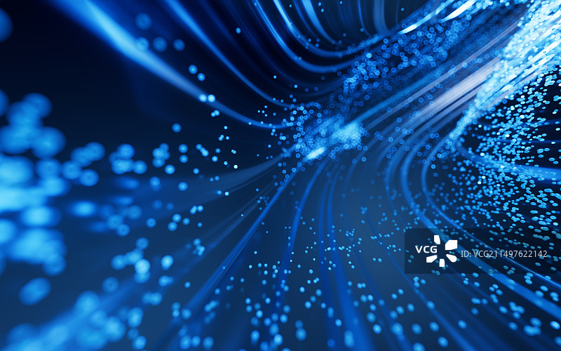 流动的粒子线条与隧道三维渲染图片素材