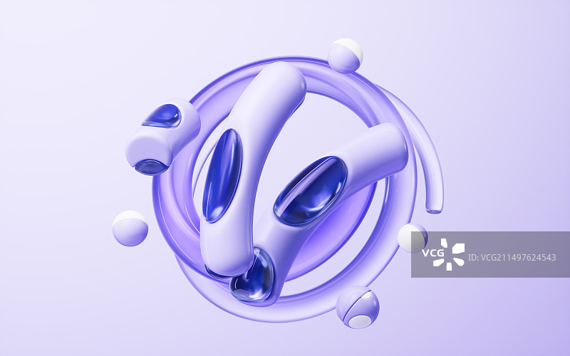 抽象透明玻璃几何体三维渲染图片素材