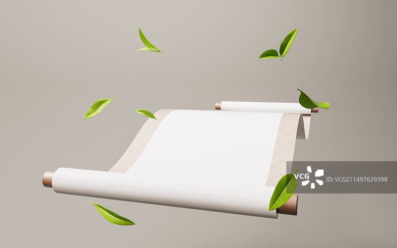 中国风古风卷轴三维渲染图片素材