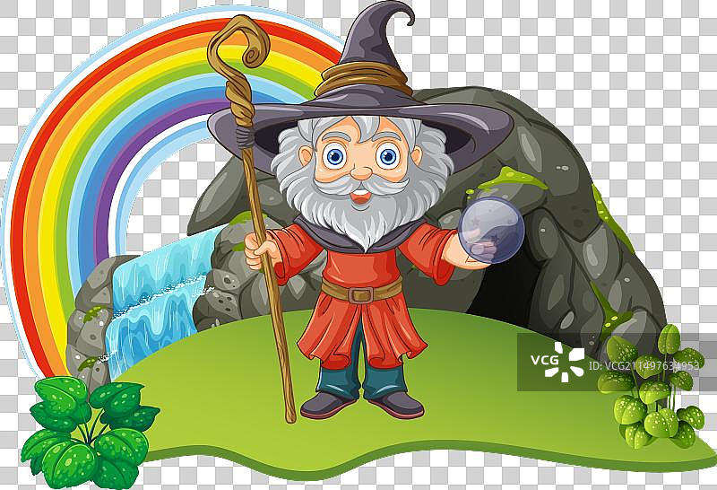 带洞穴的巫师卡通角色图片素材