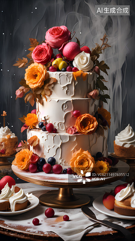 【AI数字艺术】草莓水果蛋糕图片素材