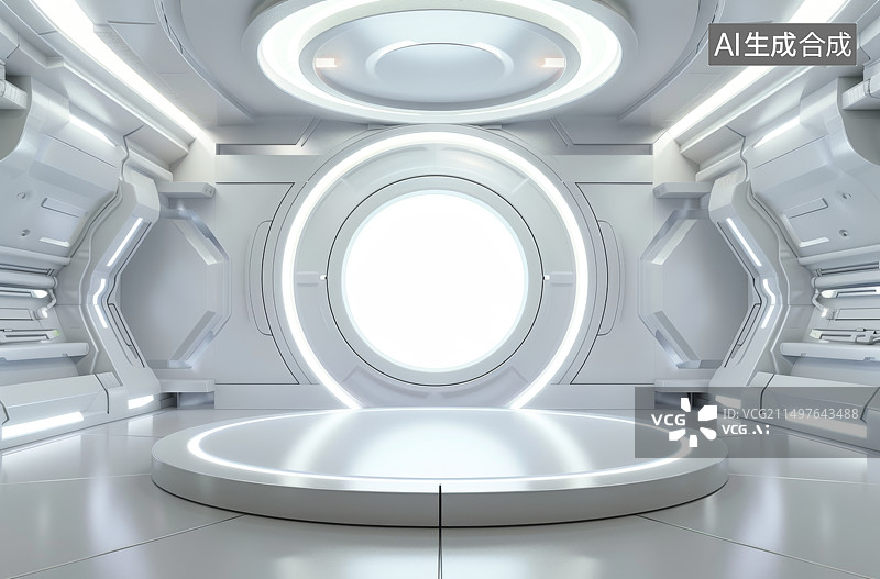 【AI数字艺术】白色三维展示空间背景图片素材