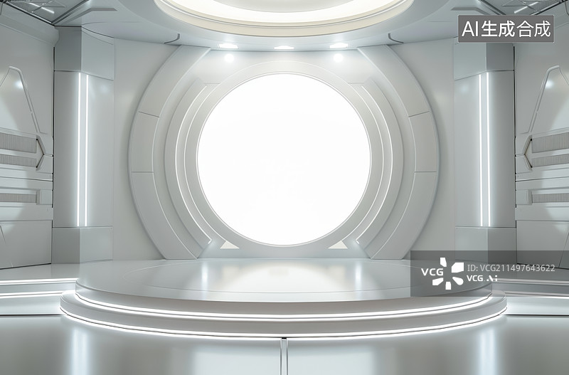 【AI数字艺术】白色三维展示空间背景图片素材