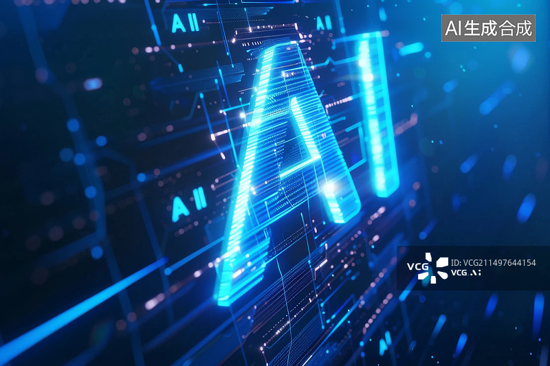 【AI数字艺术】未来科技背景中的AI数字文本图片素材