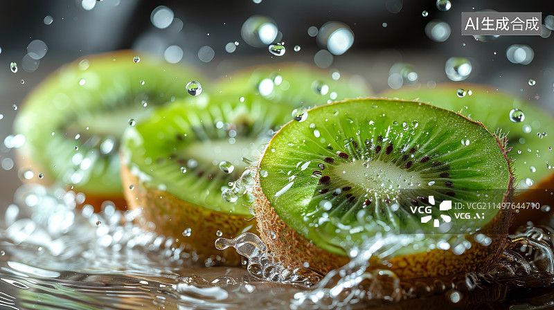【AI数字艺术】健康新鲜的切片奇异果图片素材