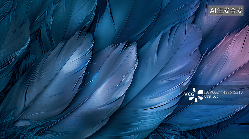【AI数字艺术】蓝色羽毛特写图片素材