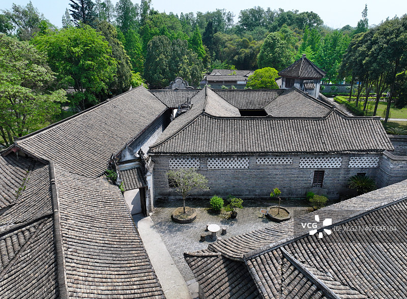 四川省成都市大邑县刘氏庄园博物馆航拍图片素材