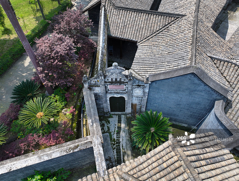 四川省成都市大邑县刘氏庄园博物馆航拍图片素材