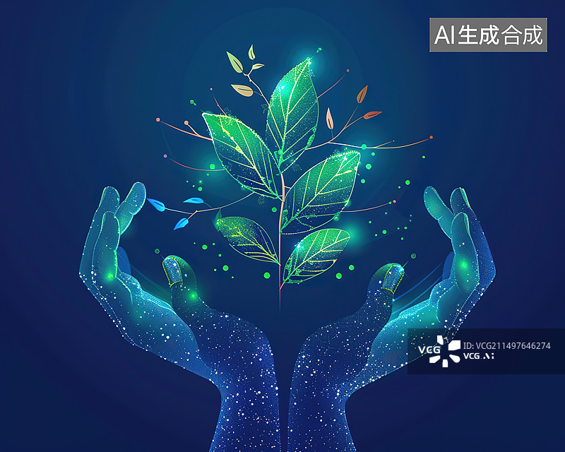 【AI数字艺术】科技概念点线组成的抽象背景图片素材