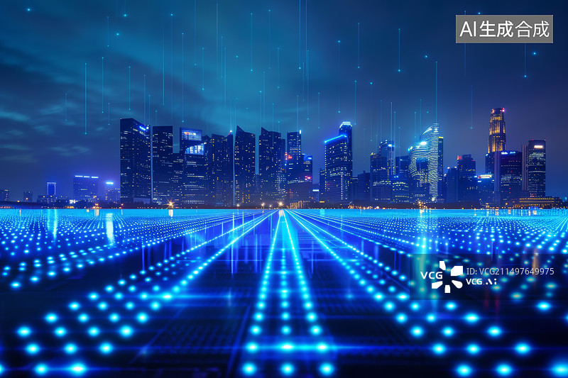 【AI数字艺术】数字孪生技术下的城市夜景图片素材