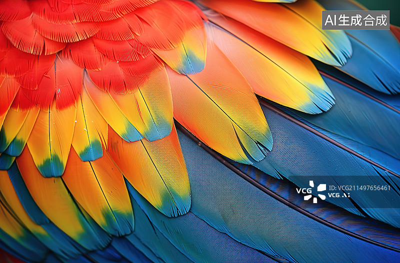 【AI数字艺术】彩色羽毛的全帧拍摄图片素材