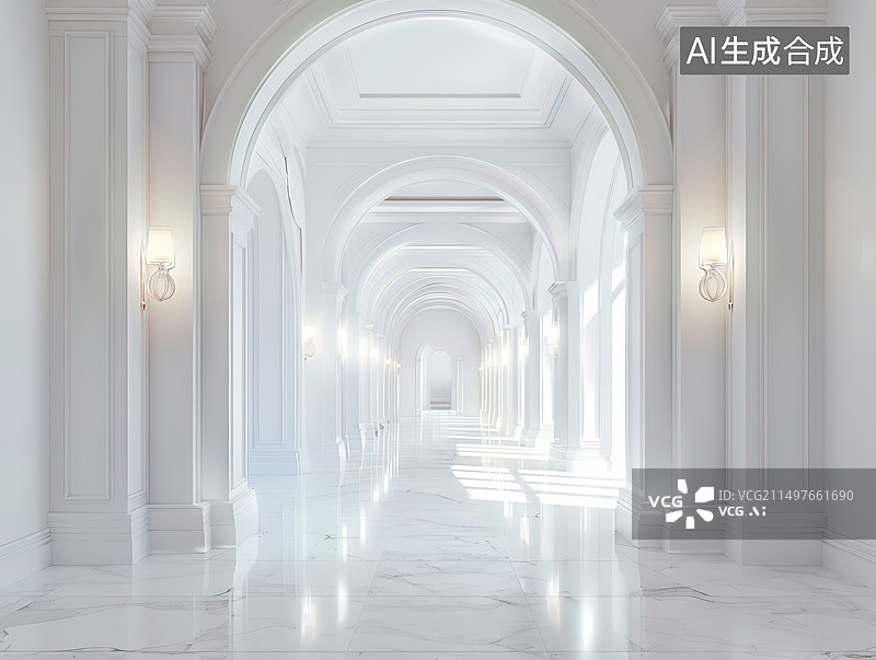 【AI数字艺术】明亮的室内建筑图片素材