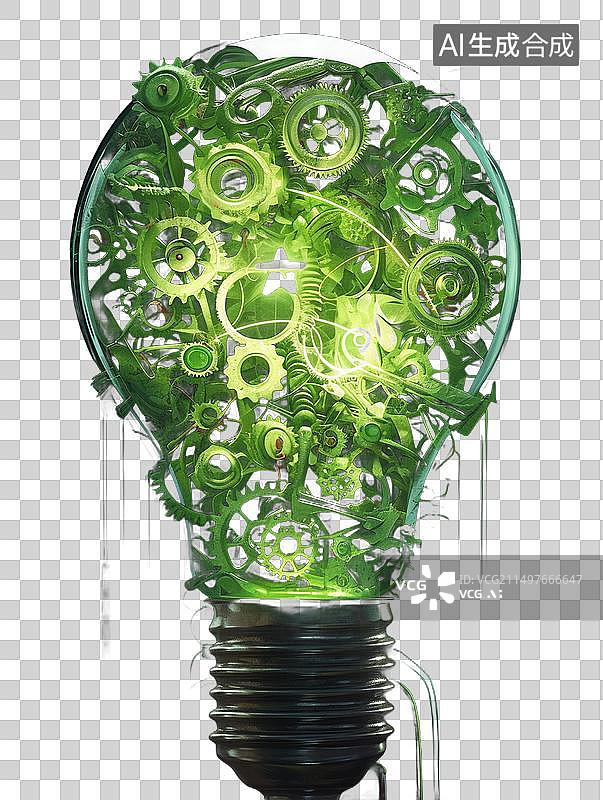 【AI数字艺术】电灯泡机械齿轮元素图片素材