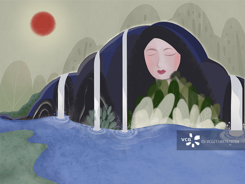 山水母亲河图片素材