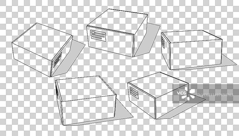 配送和储存纸箱套装图片素材