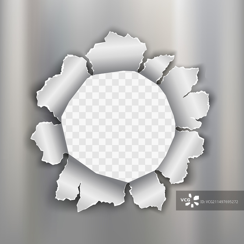 带毛边的金属圆形弹孔图片素材