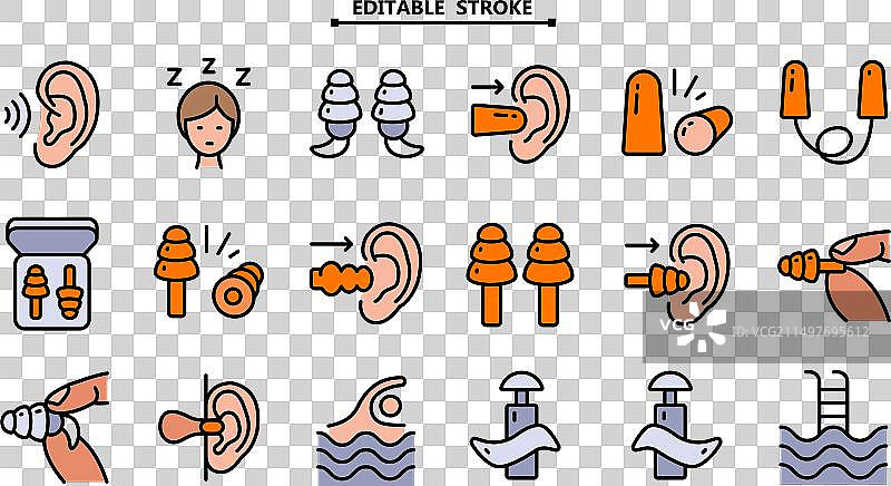 耳塞彩色图标套装护理设备耳朵图片素材