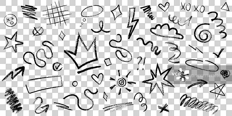 手绘粉笔符号涂鸦风格图形图片素材