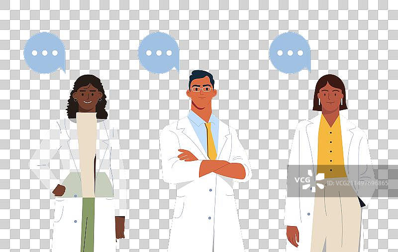 三位穿实验服的医学专业人士图片素材