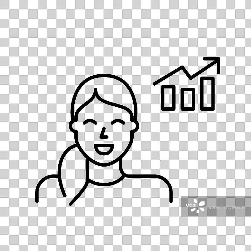 女性与个人积极趋势条形图图片素材