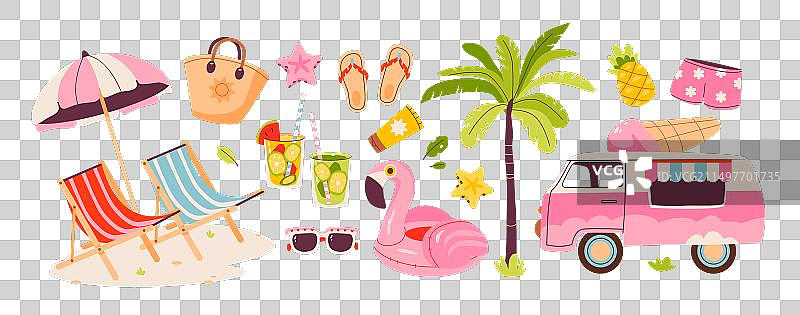 夏季旅行海滩用品套装图片素材