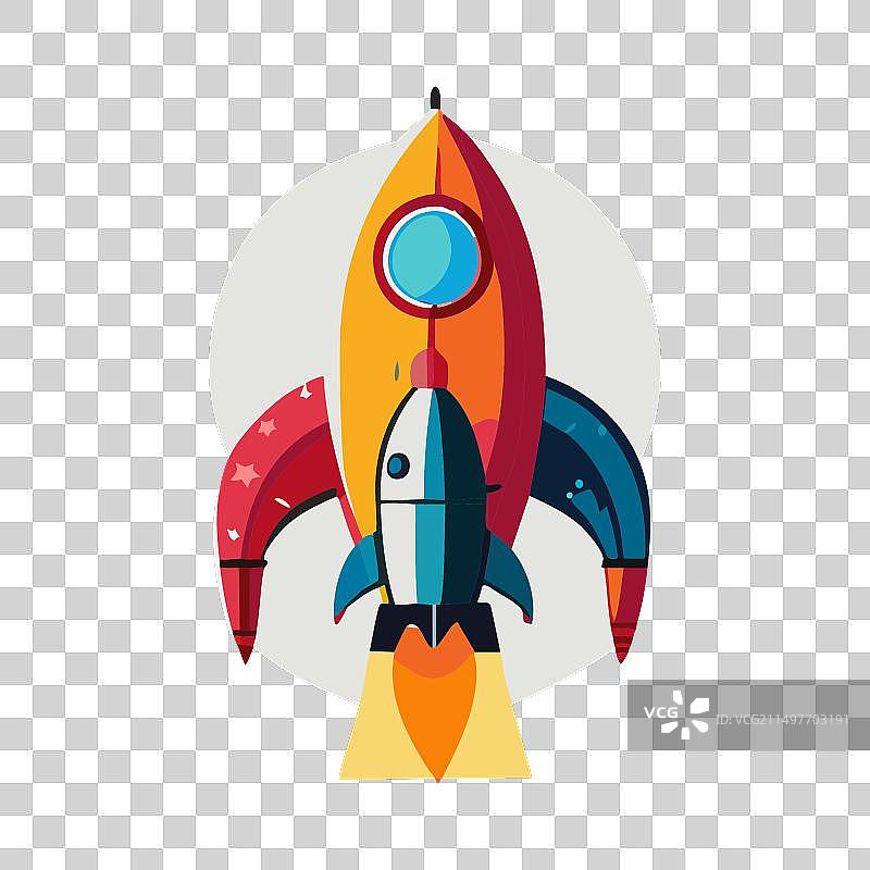 白色背景扁平风格火箭图标图片素材