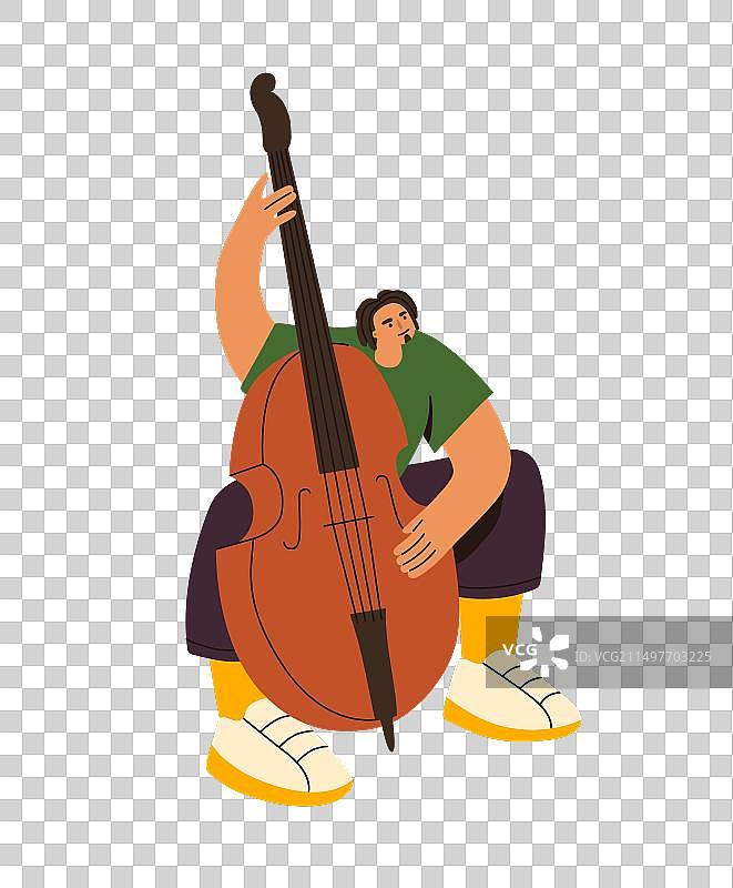 专业低音提琴手现场演奏图片素材