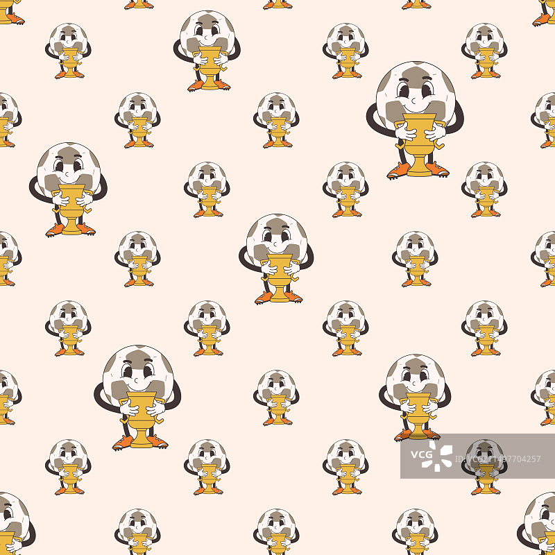 带杯子的足球角色无缝图案图片素材