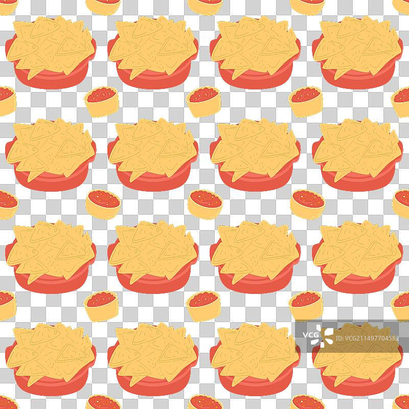 玉米片与酱汁无缝图案墨西哥快餐图片素材