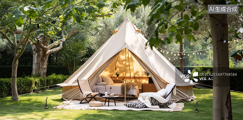 【AI数字艺术】夏天露营帐篷3D插画图片素材