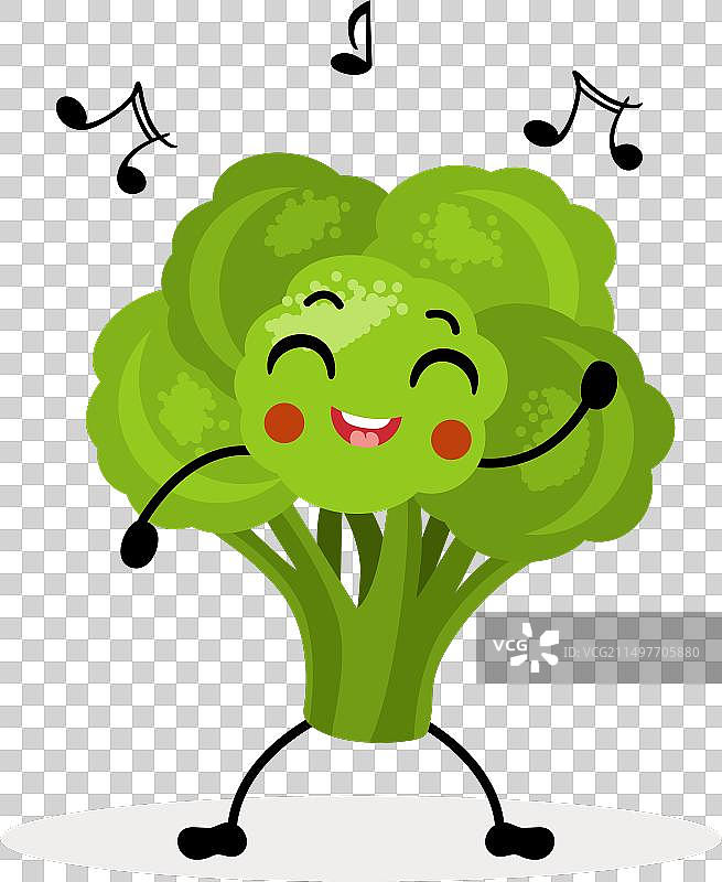 有趣的西兰花吉祥物跳舞图片素材