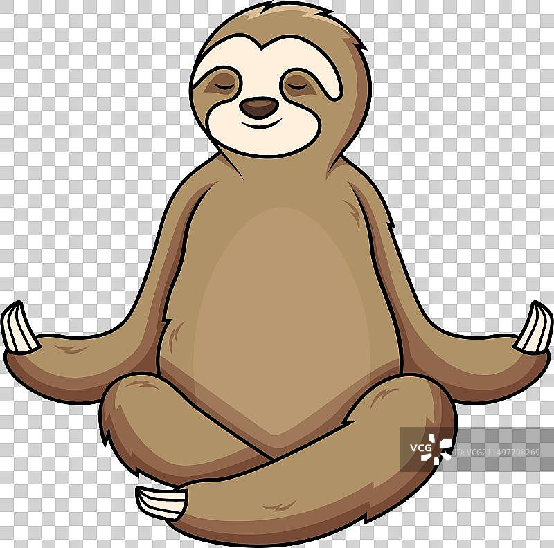 冥想的可爱树懒卡通剪贴画图片素材