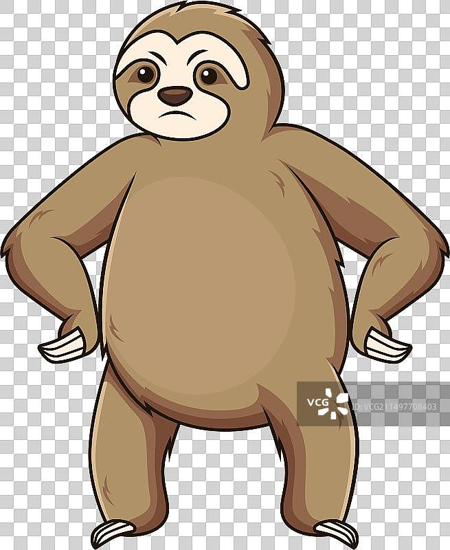 生气的卡通树懒剪贴画图片素材