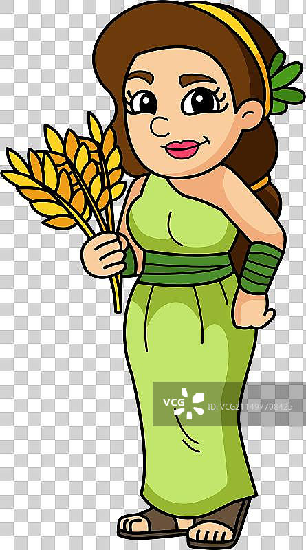 得墨忒耳希腊女神卡通剪贴画图片素材