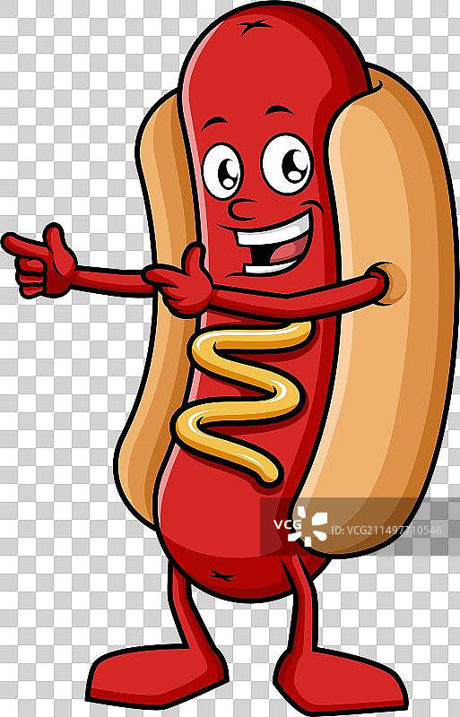 指向侧面的热狗卡通剪贴画图片素材