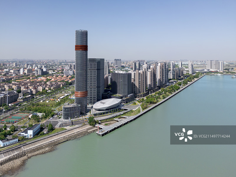 航拍上海宝山长滩风塔图片素材